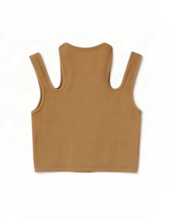 Zara Womens Crop Off Shoulder Blouse Top UK 14 Large Beige