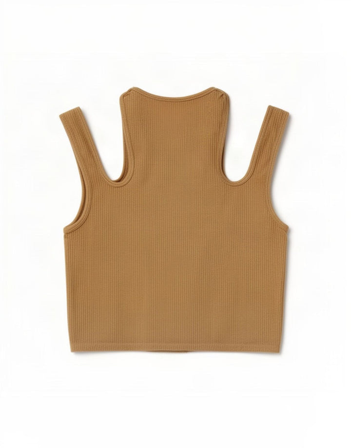 Zara Womens Crop Off Shoulder Blouse Top UK 14 Large Beige