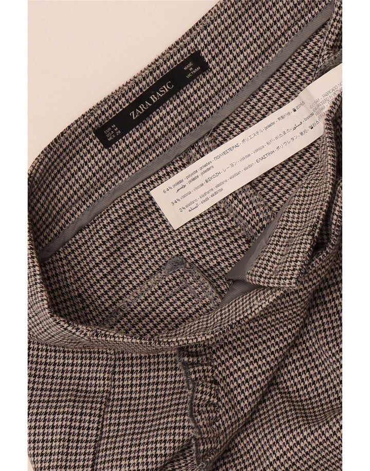 Zara Womens Slim Chino Trousers Medium W28 L27 Grey Houndstooth Polyester