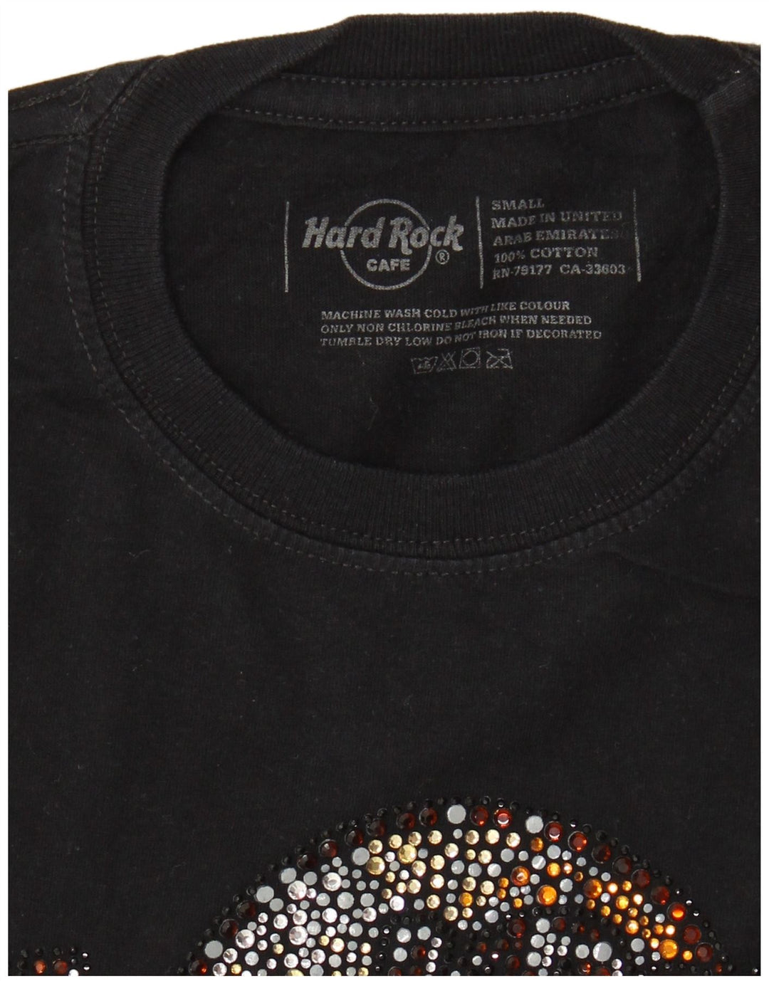 HARD ROCK CAFE Womens Barcelona Graphic T-Shirt Top UK 10 Small Black