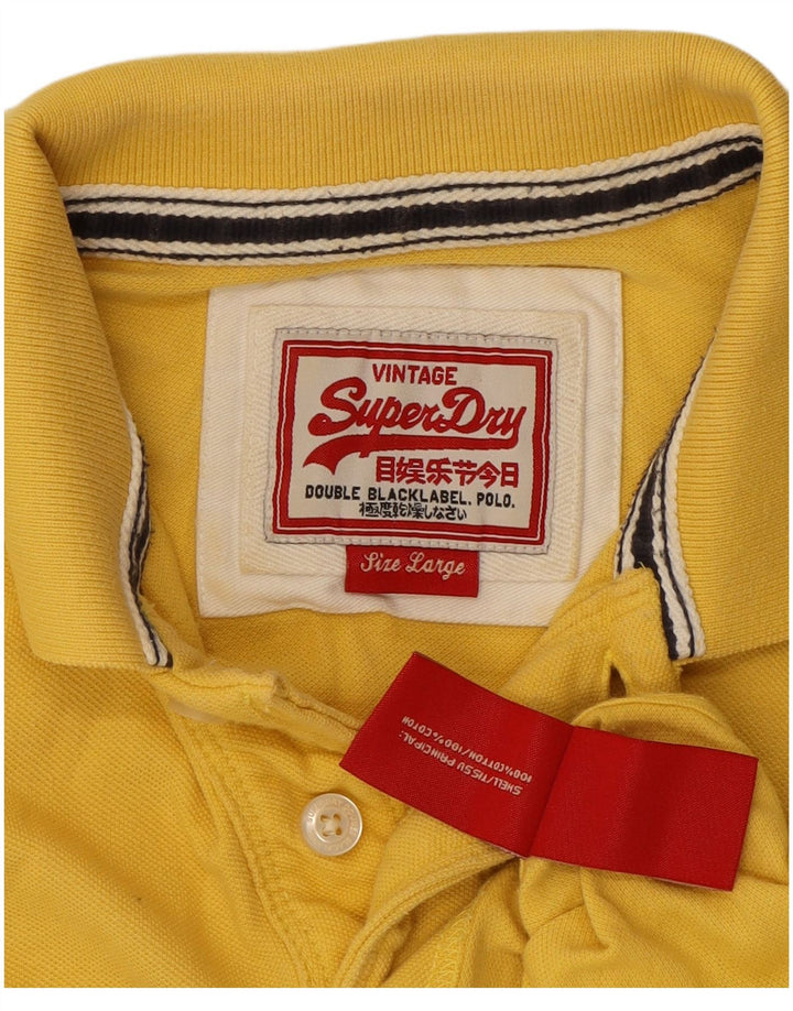 SUPERDRY Mens Graphic Polo Shirt Large Yellow Cotton