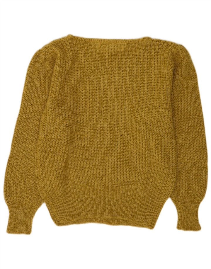 Vintage Womens Boat Neck Jumper Sweater EU 40/42 Medium Khaki Polyacrylic