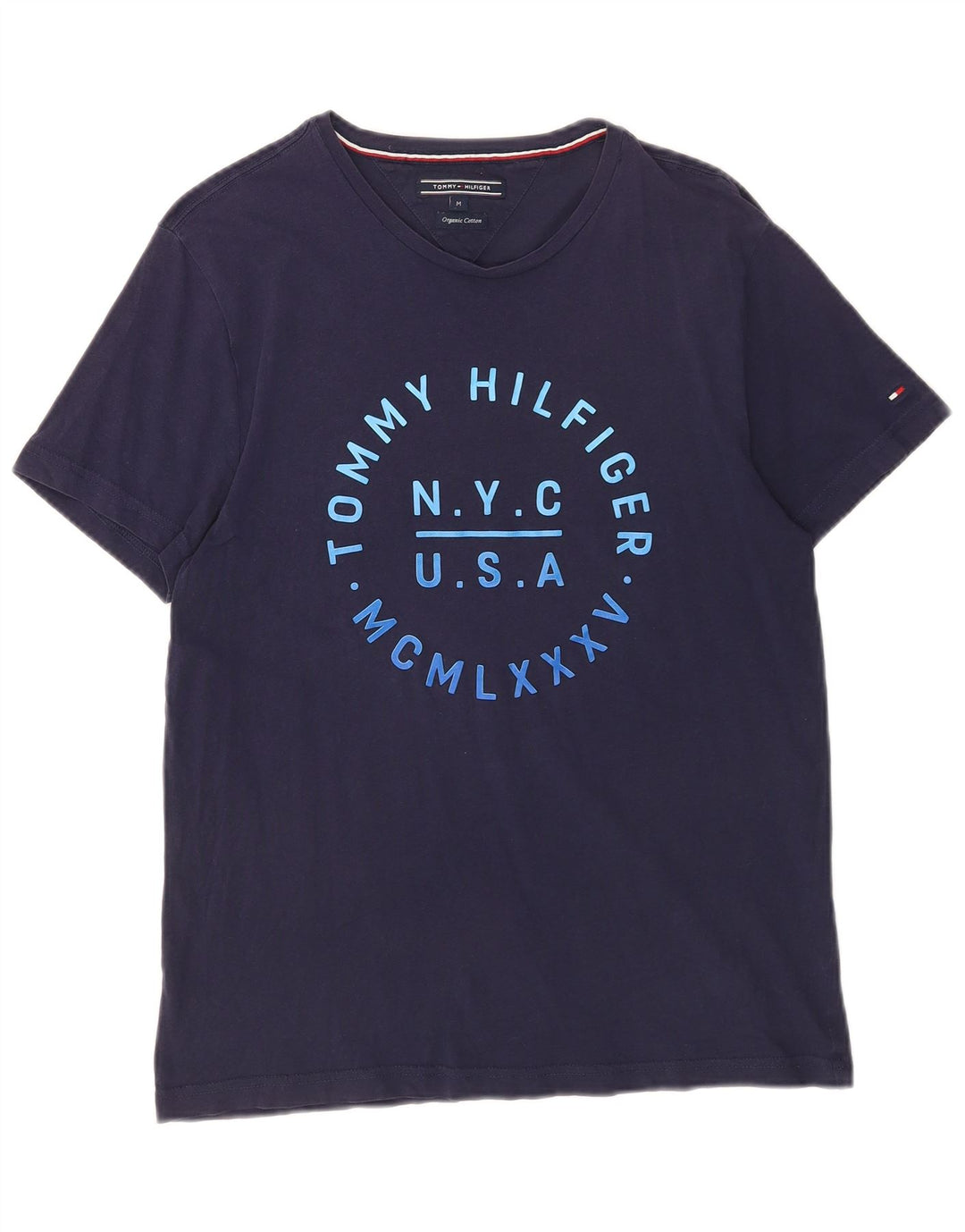 Tommy Hilfiger Mens Graphic T-Shirt Top Medium Navy Blue