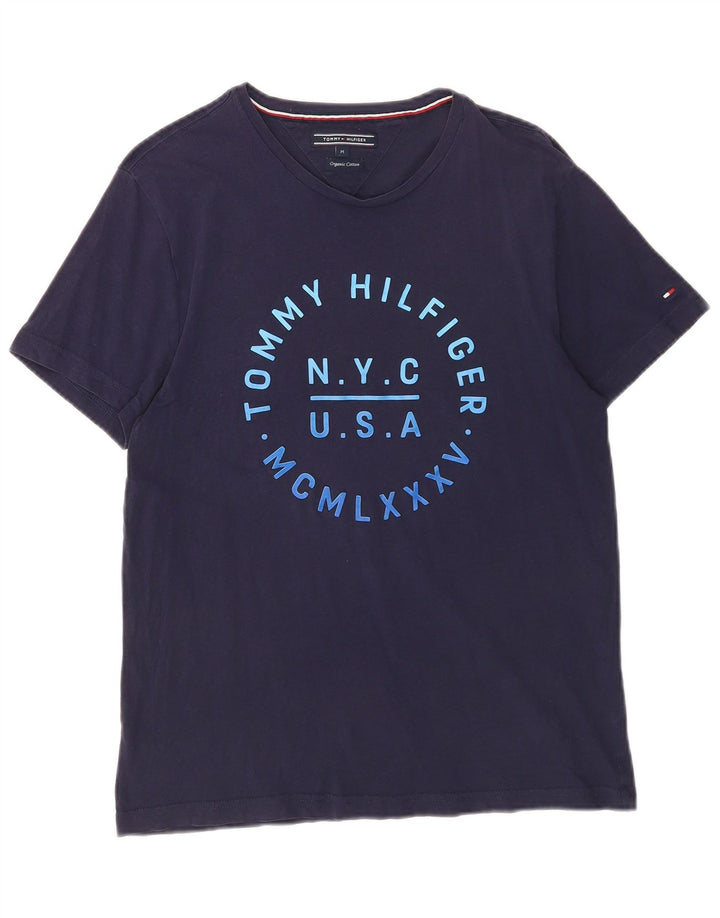 Tommy Hilfiger Mens Graphic T-Shirt Top Medium Navy Blue