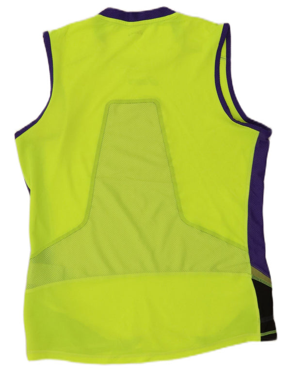 ASICS Mens Vest Top Small Yellow Colourblock Polyester