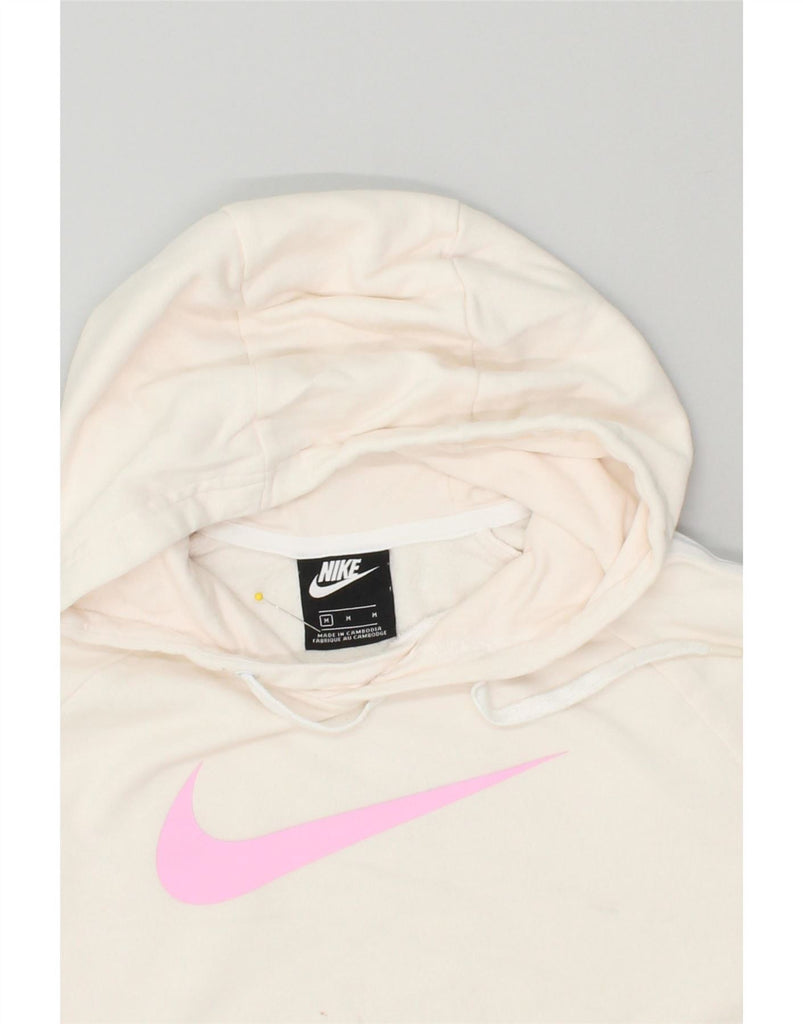 NIKE Womens Graphic Crop Hoodie Jumper UK 14 Medium Off White Vintage Nike and Second-Hand Nike from Messina Hembry 