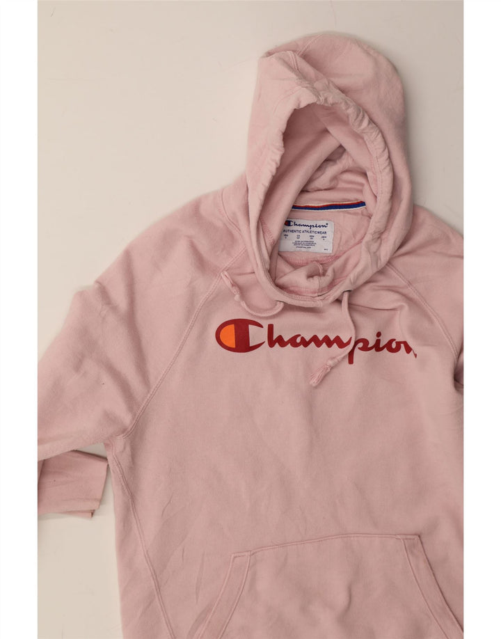 CHAMPION Womens Graphic Hoodie Jumper UK 10 Small Pink Polyester Vintage Champion and Second-Hand Champion from Messina Hembry 