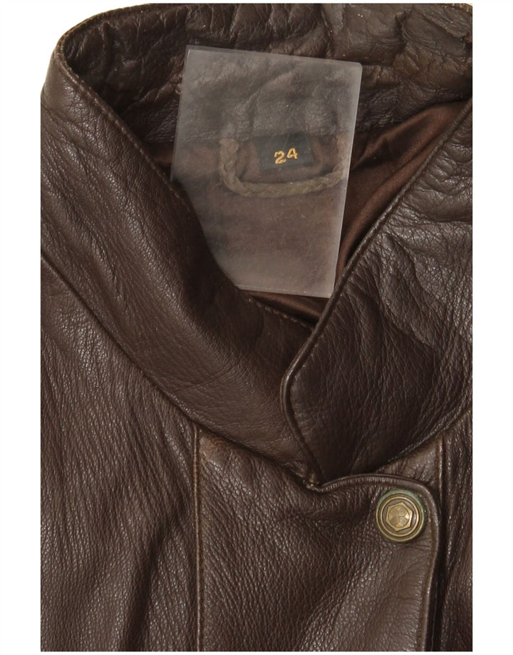 Vintage Womens Leather Jacket UK 22 3XL Brown