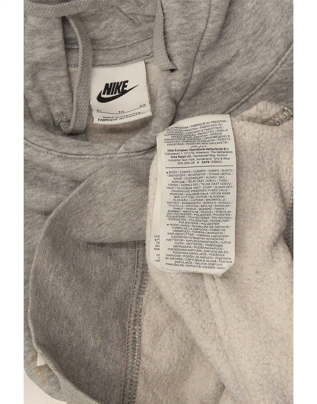 Nike Mens Graphic Hoodie Jumper XL Grey Cotton