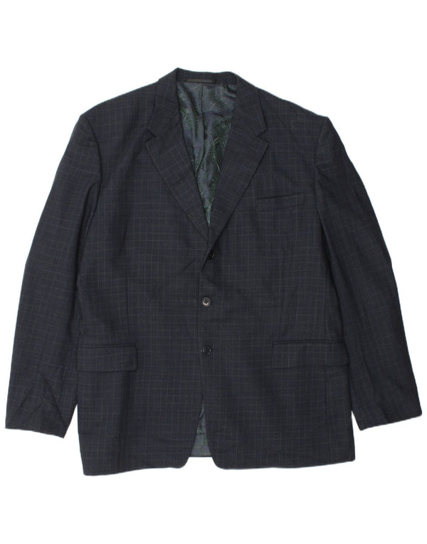 Paul Smith Mens 3 Button Blazer Jacket UK 40 Large Navy Blue Gingham Wool