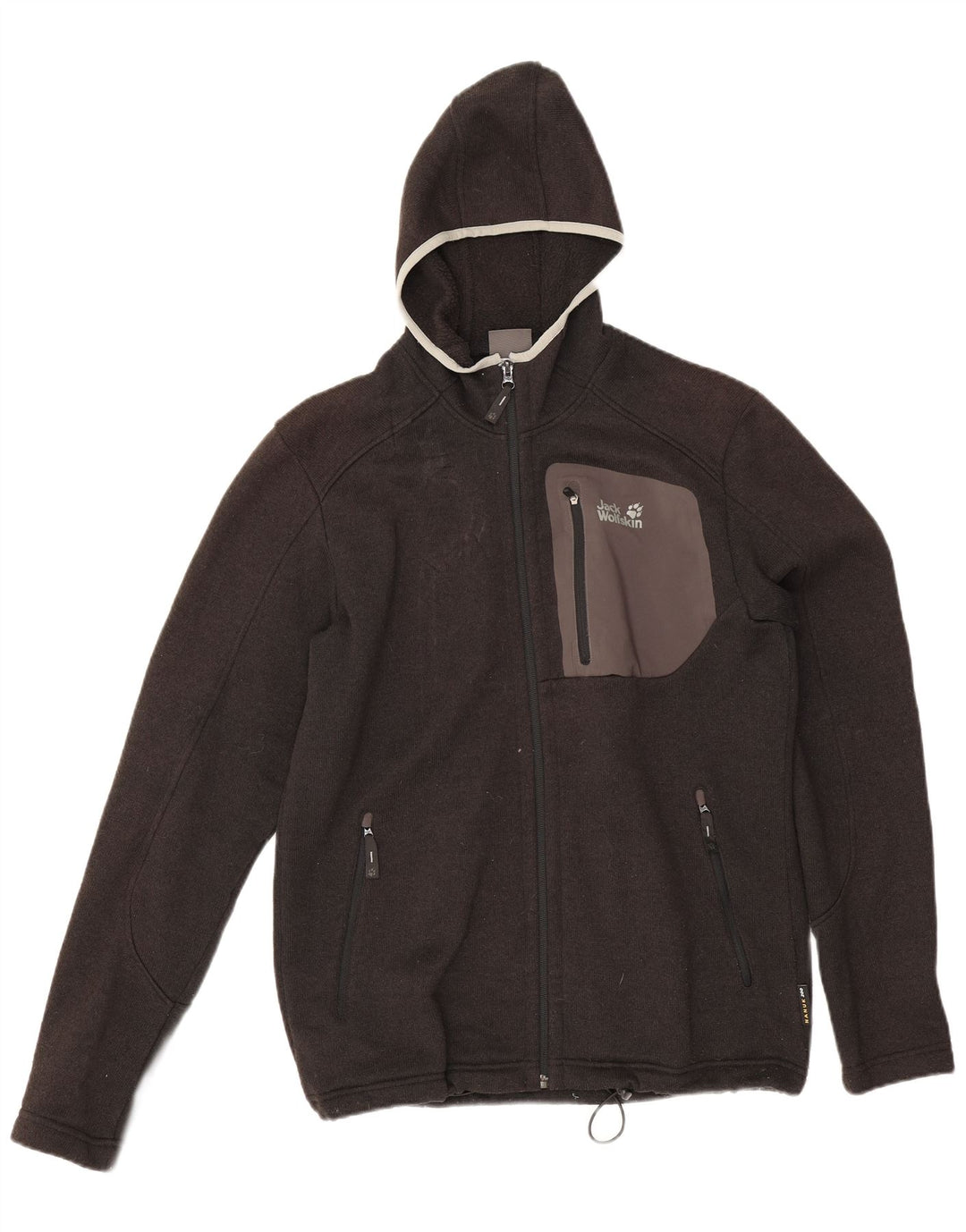 Jack Wolfskin Mens Zip Hoodie Sweater UK 36/38 Medium Grey Polyester