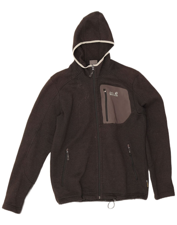 Jack Wolfskin Mens Zip Hoodie Sweater UK 36/38 Medium Grey Polyester