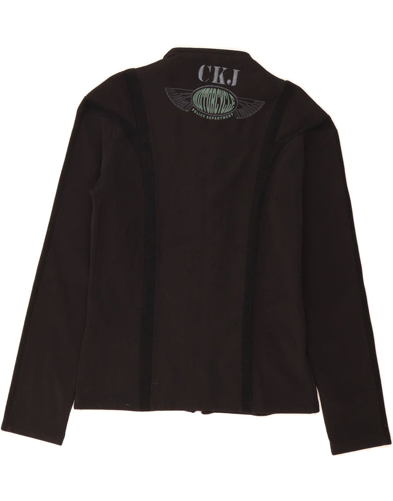 CALVIN KLEIN Womens Motorcycle Graphic Blazer Jacket UK 14 Large Black Vintage Calvin Klein and Second-Hand Calvin Klein from Messina Hembry 