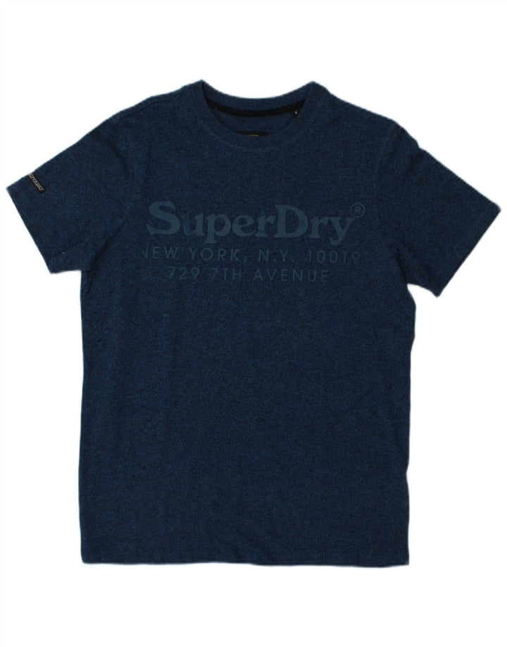 SUPERDRY Mens Graphic T-Shirt Top Small Navy Blue Cotton