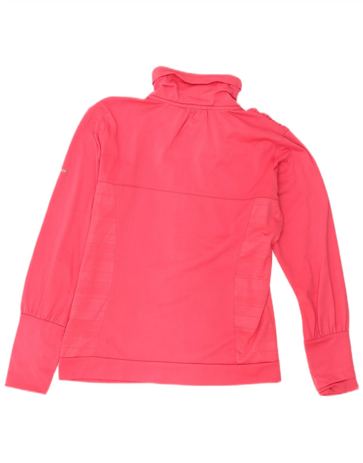 Reebok Womens Tracksuit Top Jacket UK 14 Medium Pink Striped Polyester