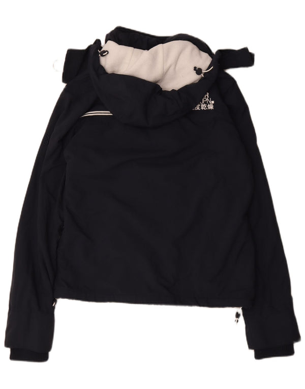 Superdry Womens Hooded Windbreaker Jacket UK 16 Large Navy Blue Polyester