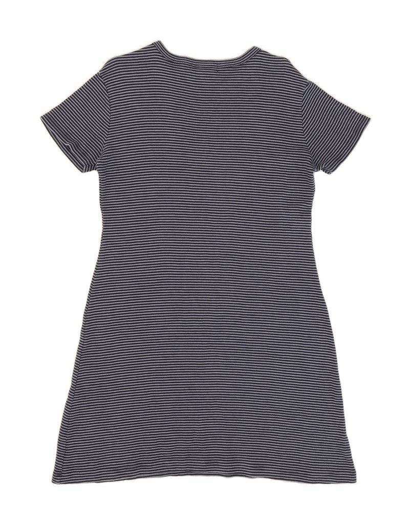EDDIE BAUER Womens T-Shirt Dress UK 10 Small Navy Blue Pinstripe Cotton Vintage Eddie Bauer and Second-Hand Eddie Bauer from Messina Hembry 