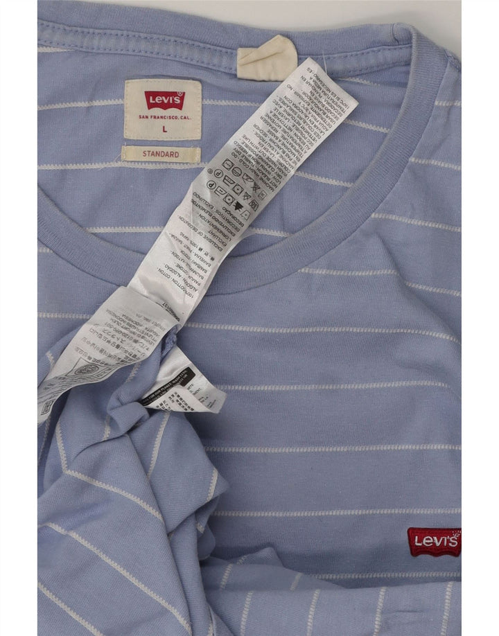 Levi's Mens Standard T-Shirt Top Large Blue Striped Cotton