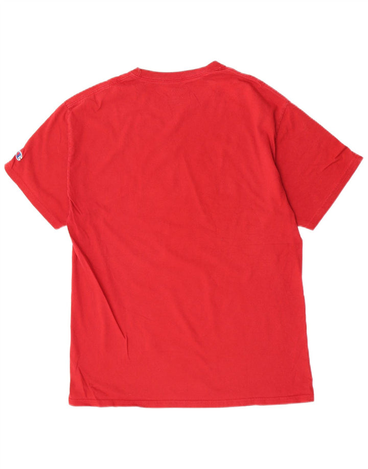 Champion Mens Graphic T-Shirt Top Large Red Cotton