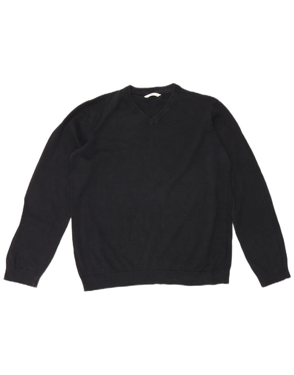 Marks & Spencer Boys V-Neck Jumper Sweater 15-16 Years Black Cotton