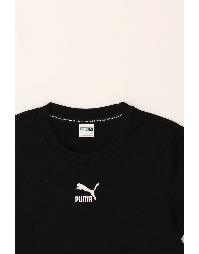 PUMA Womens Graphic T-Shirt Top UK 12 Medium Black | Vintage Puma | Thrift | Second-Hand Puma | Used Clothing | Messina Hembry 