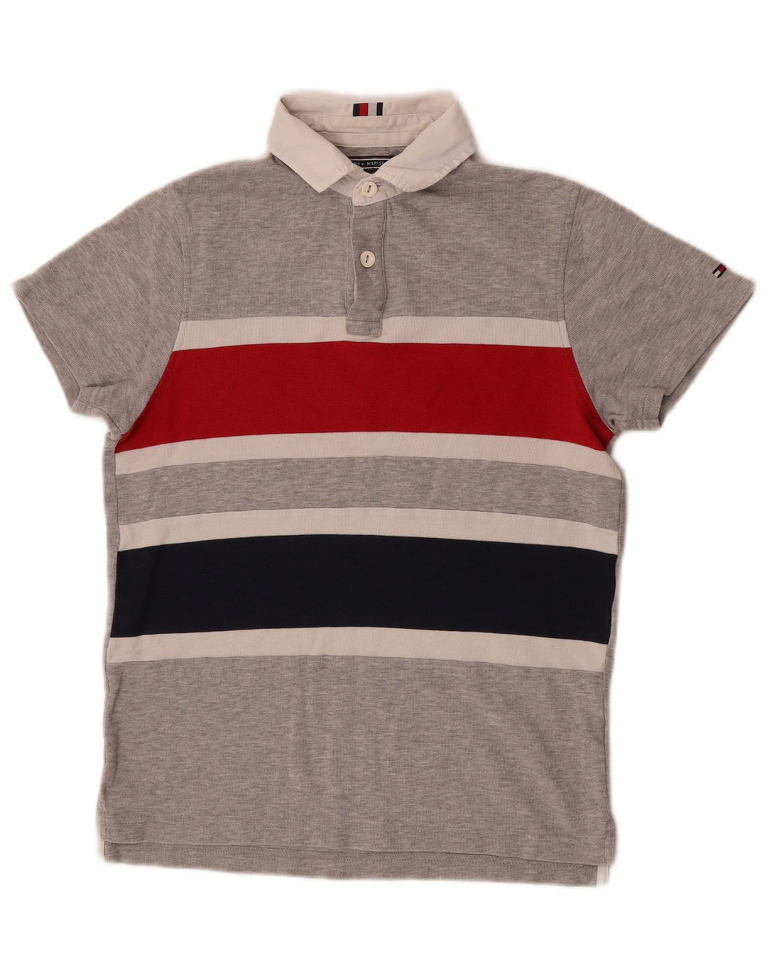 Tommy Hilfiger Mens Slim Fit Polo Shirt Small Grey Striped