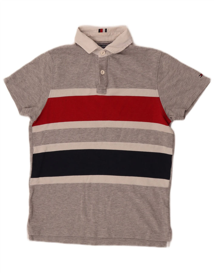 Tommy Hilfiger Mens Slim Fit Polo Shirt Small Grey Striped