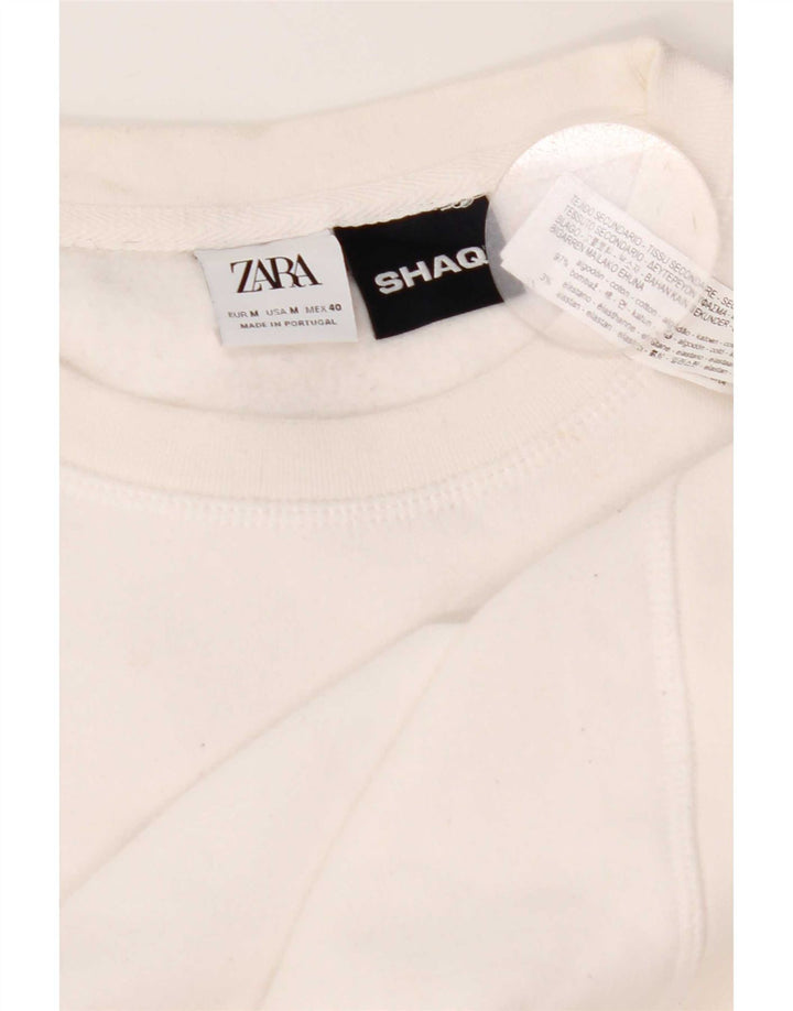 Zara Mens Graphic Sweatshirt Jumper Medium White Cotton
