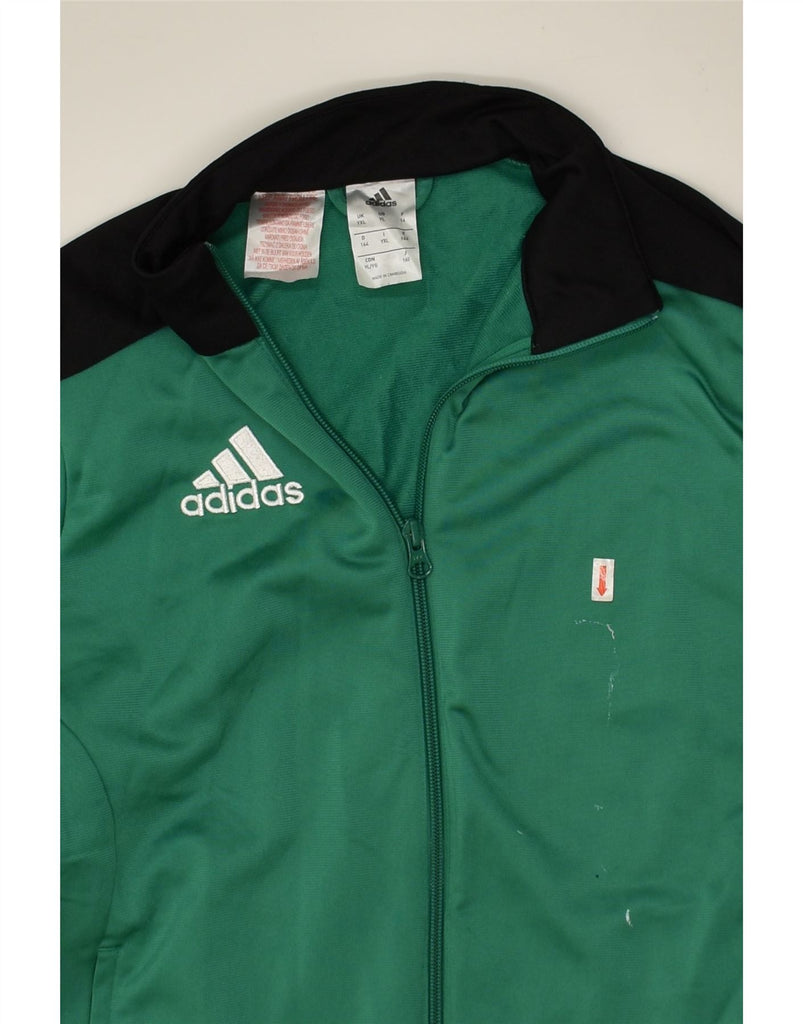 ADIDAS Boys Tracksuit Top Jacket 13-14 Years Green Polyester | Vintage Adidas | Thrift | Second-Hand Adidas | Used Clothing | Messina Hembry 