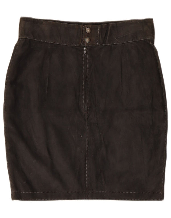 Vintage Womens Suede Skirt W28 Medium Black