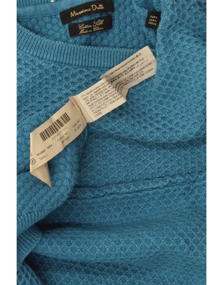 MASSIMO DUTTI Mens Crew Neck Jumper Sweater Large Blue Cotton
