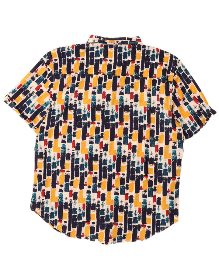 VINTAGE Mens Short Sleeve Shirt Large Multicoloured Geometric Cotton