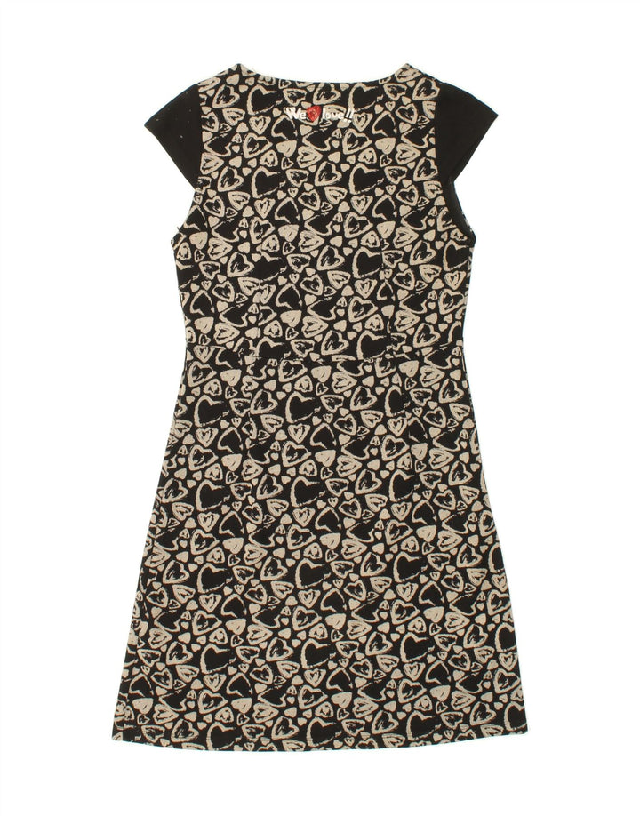 DESIGUAL Womens Abstract Pattern Graphic A-Line Dress UK 12 Medium Black Vintage Desigual and Second-Hand Desigual from Messina Hembry 