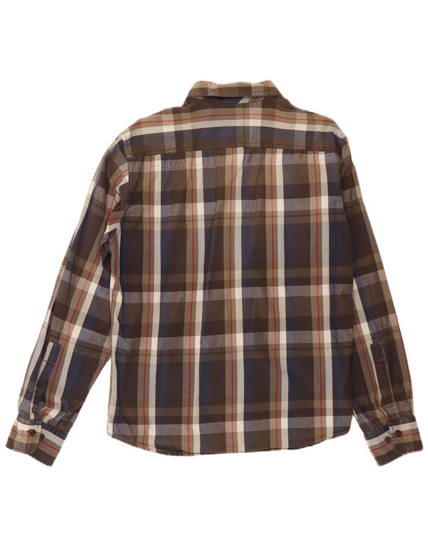Marlboro Classics Mens Regular Fit Shirt Large Brown Check Cotton
