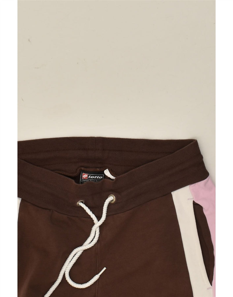 LOTTO Womens Graphic Tracksuit Trousers UK 14 Large Brown Colourblock | Vintage Lotto | Thrift | Second-Hand Lotto | Used Clothing | Messina Hembry 