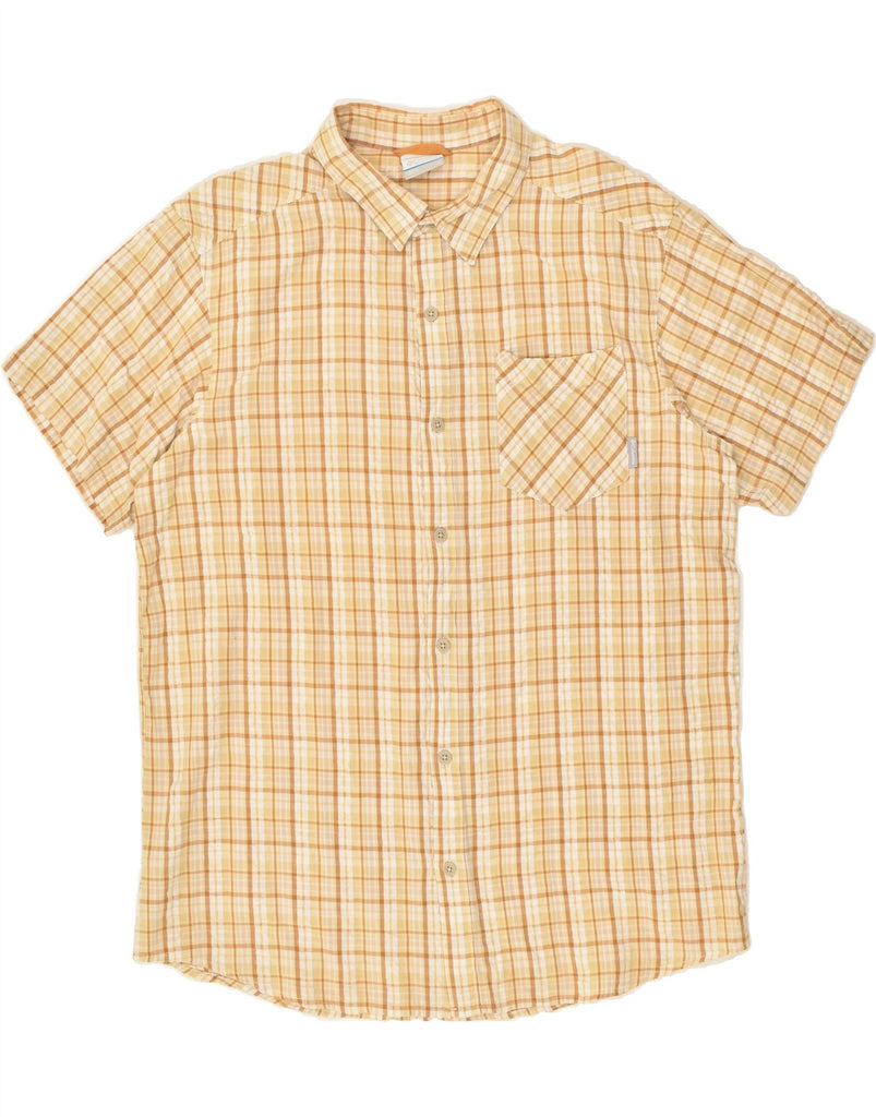 COLUMBIA Mens Short Sleeve Shirt Large Beige Check | Vintage Columbia | Thrift | Second-Hand Columbia | Used Clothing | Messina Hembry 