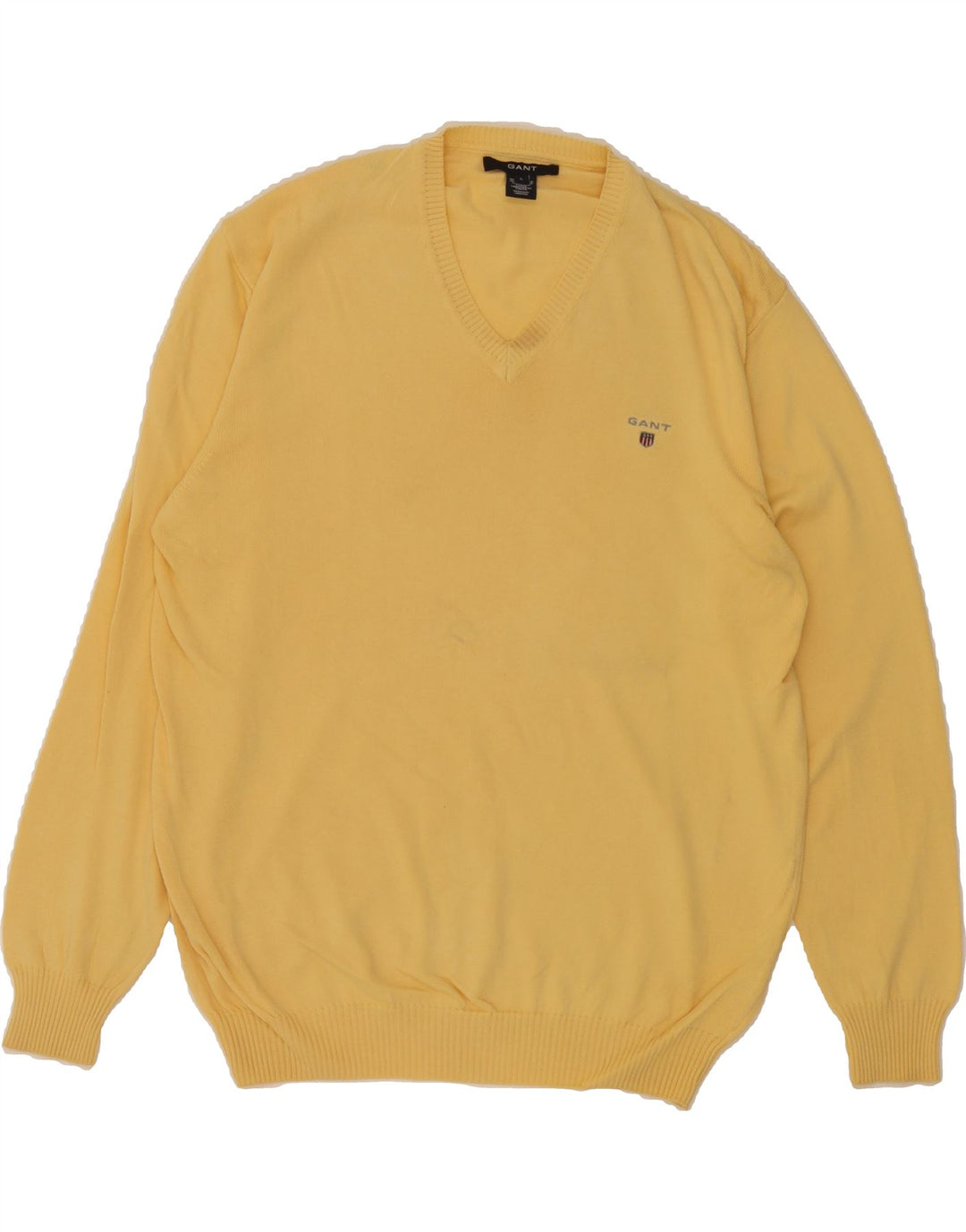 GANT Mens V-Neck Jumper Sweater Large Yellow Cotton Vintage Gant and Second-Hand Gant from Messina Hembry 