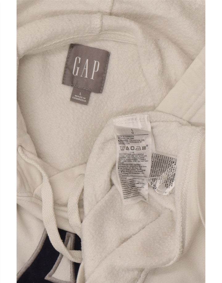 Gap Mens Graphic Hoodie Jumper Large White Cotton