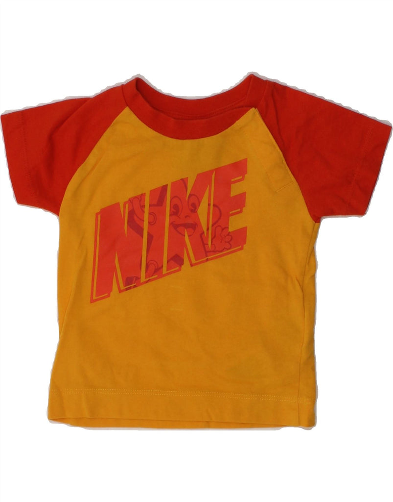 NIKE Baby Boys Graphic T-Shirt Top 3-6 Months Yellow Colourblock Cotton | Vintage Nike | Thrift | Second-Hand Nike | Used Clothing | Messina Hembry 