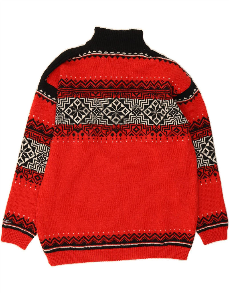 NORWOOL Mens Zip Neck Jumper Sweater XL Red Fair Isle Wool Vintage Norwool and Second-Hand Norwool from Messina Hembry 