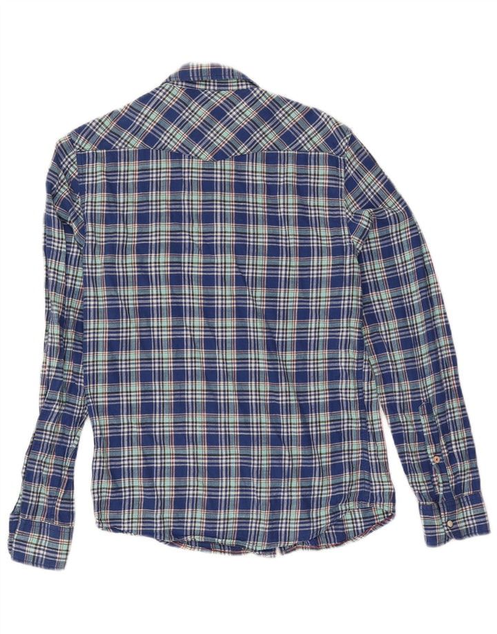 Lee Mens Slim Fit Flannel Shirt Small Blue Check Cotton