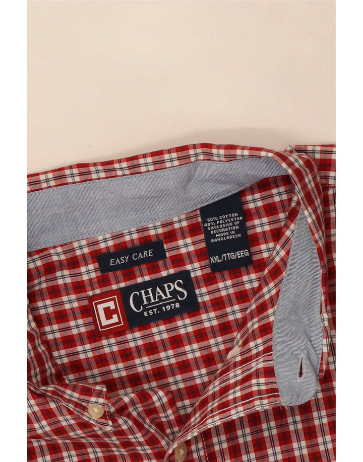 Chaps Mens Easy Care Short Sleeve Shirt 2XL Red Check Cotton