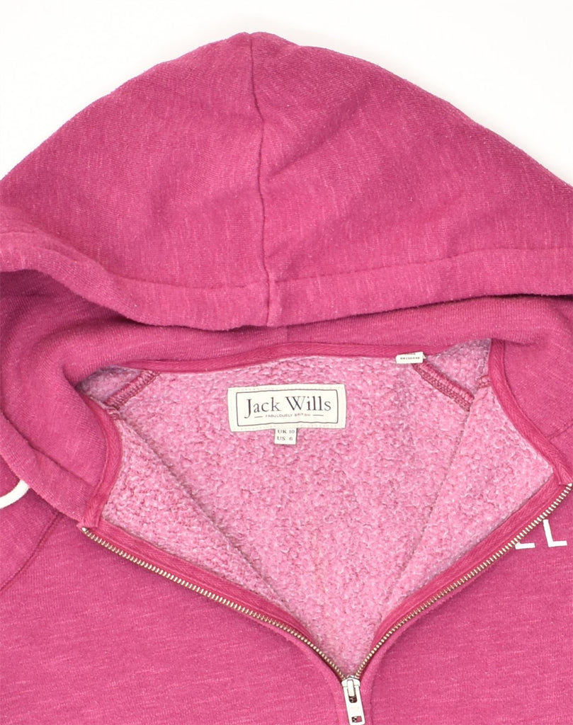 JACK WILLS Womens Zip Hoodie Sweater UK 10 Small Pink Cotton | Vintage Jack Wills | Thrift | Second-Hand Jack Wills | Used Clothing | Messina Hembry 