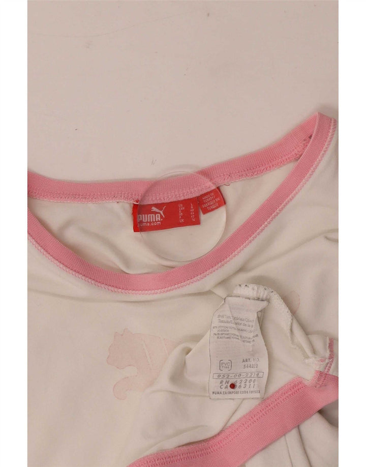 Puma Womens Graphic T-Shirt Top UK 14 Medium White Cotton
