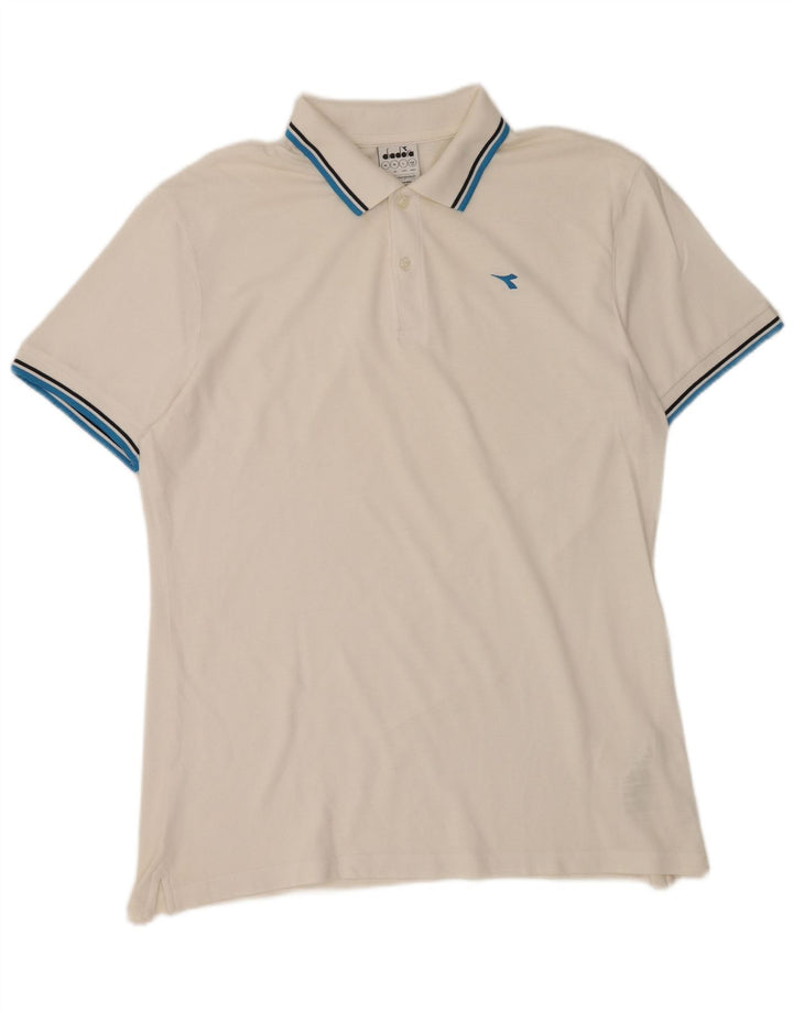 Diadora Mens Polo Shirt XL White Cotton