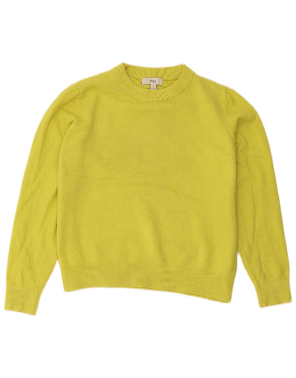 Marks & Spencer Womens Crew Neck Jumper Sweater UK 14 Medium Yellow