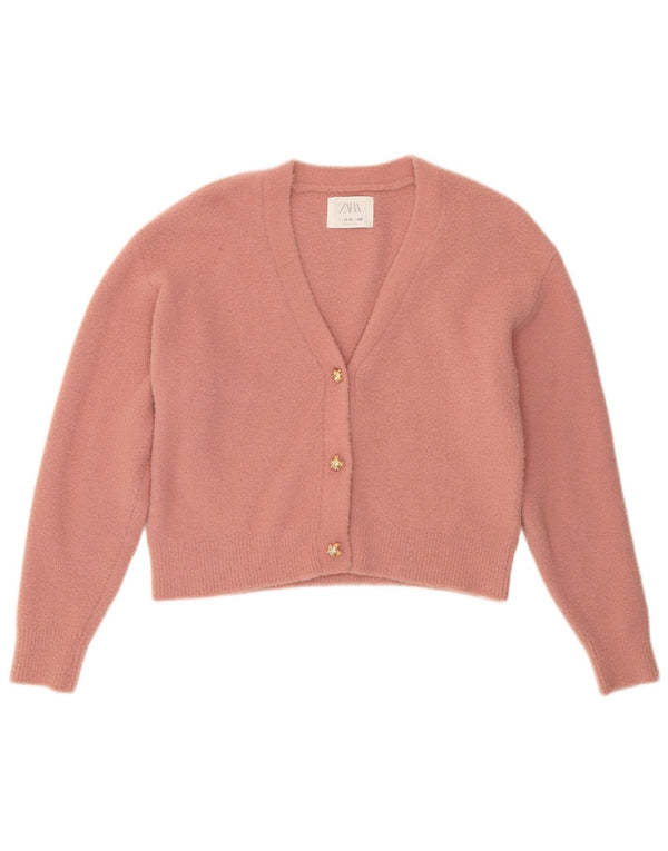 Zara Girls Crop Cardigan Sweater 11-12 Years Pink Nylon