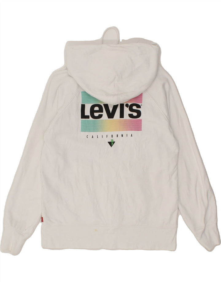 LEVI'S Mens Graphic Hoodie Jumper XS White Cotton Vintage Levi's and Second-Hand Levi's from Messina Hembry 