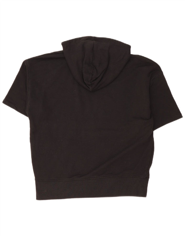 Zara Mens Short Sleeve Hoodie Jumper Medium Black