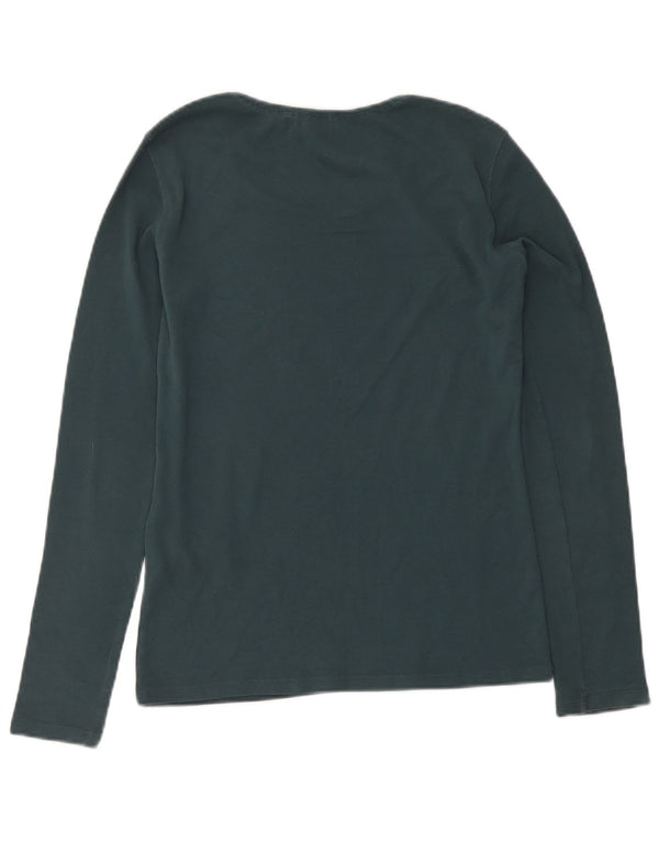 Max & Co. Womens Graphic Top Long Sleeve UK 12 Medium Green Cotton